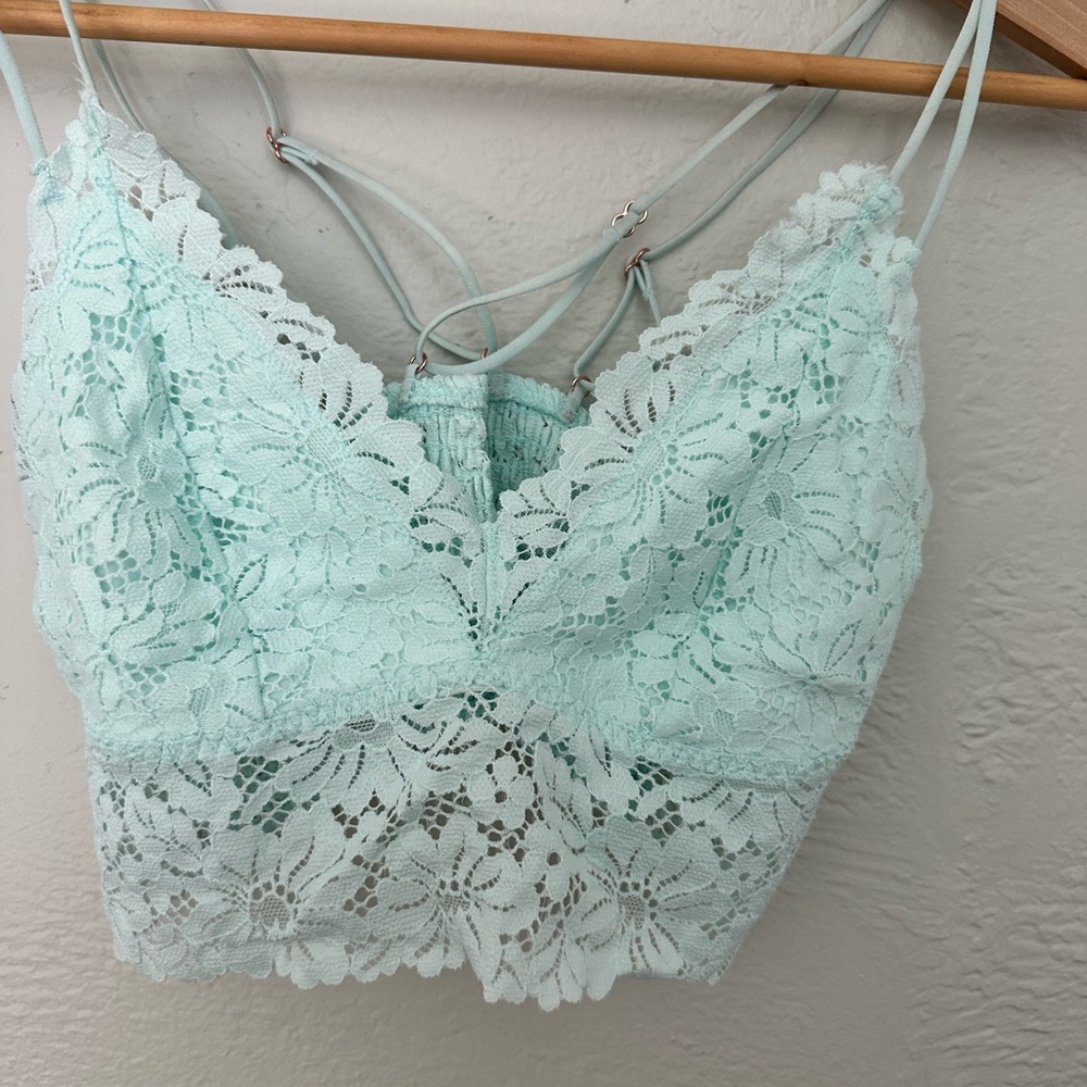 PINK Victoria's Secret Green Lace Bra Intimates